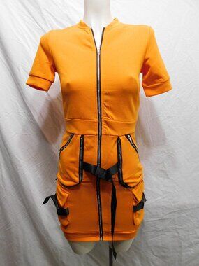 Never Worn Orange Dress with Black Straps